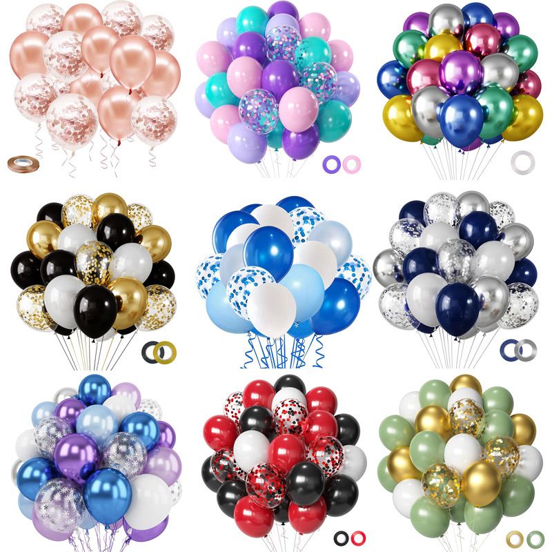 60pcs 12 inch Red Black and Gold Latex Balloons Metallic Chrome Confetti Balloons for Birthday, Wedding, Graduation, New Year, Casino Theme Party Decoration