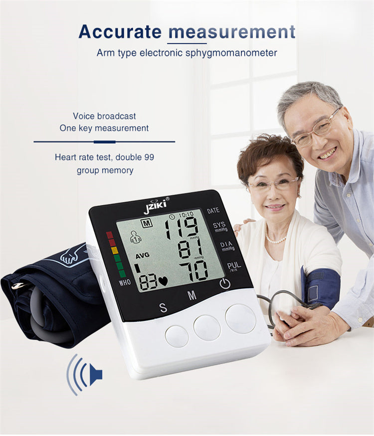 Professional Upper Arm Digital Blood Pressure Monitor with Cuff Intelligent Pressure Heart Rate Detection Colorful Backlight Heartbeat & Hypertension Detector