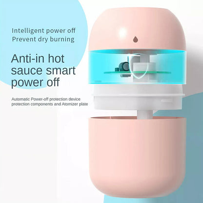 Portable Water Drop Humidifier USB Desktop Indoor Air Atomization Humidifier Household Mute Large Spray Humidifier 220ML Diffuser LED Lamp Diffuser Car Purifier LED Night Light