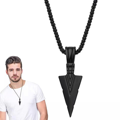 Men's Design Matte Black Long Necklace With Arrow Pendant Jewelry Chain Hip Hop Jewellery One Size Black Long Necklace Men's Fashion Brand Versatile Sweater Chain Women's Hip-hop Pendant Small crowd