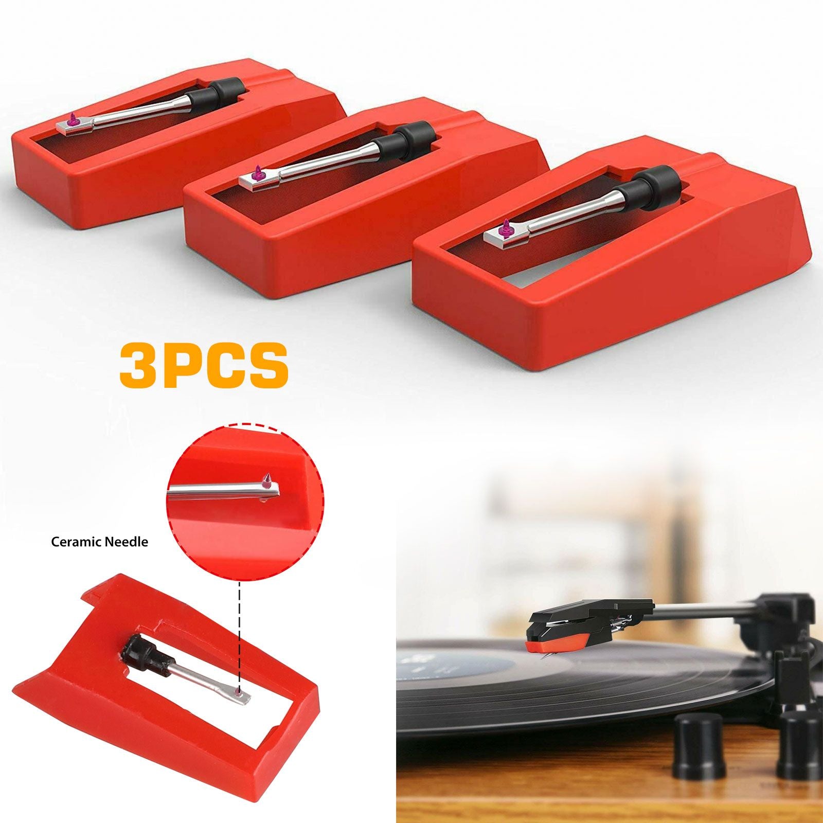 Record Player Needle, 6/3 Pcs Stylus Replacement Turntable Needle Diamond Stylus Record Player Needle With Diamond Tip for most Crosley Vinyl Jensen 1byone ION ICT04RS Phonograph