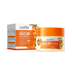 SADOER Sea Buckthorn + Fruit Acid Vitamin C Cream, Anti Oxidant Vitamin C Face Cream, Hydrating Facial Cream , for Intensive Moisturising, Lock in Water, Stabilize Skin Barrier , Rejuvenating, Smooth