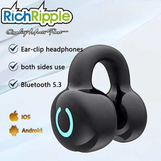 RichRipple Long Standby 4-6H Single-Pack Sports Bluetooth Headset Ear Clip Type Non-In-Ear Stereo Mini Headset Durable Black