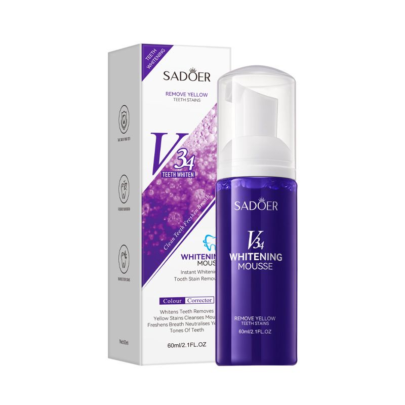 V34 Whitening Mousse – Teeth Cleaning, Gum Care, and Gentle Foaming Toothpaste