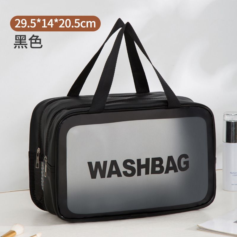 Transparent handheld makeup bag, women's large capacity toiletry bag, high-end and portable cosmetics storage bag, waterproof storage bag