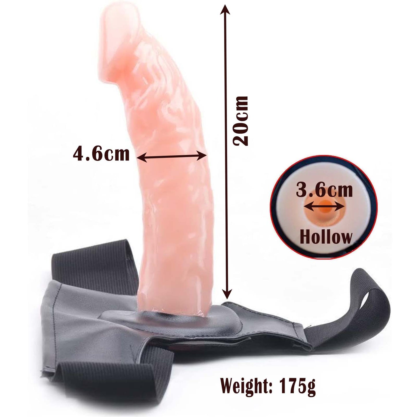 2 Sizes Strap on Realistic Hollow Dildo Large Basic Options Adjustable Chastity Belt Harness BDSM Bondage Sleeve Vagina Anal Plug Adult Play Sex Fetish Toys for Lesbian Couple Women Men