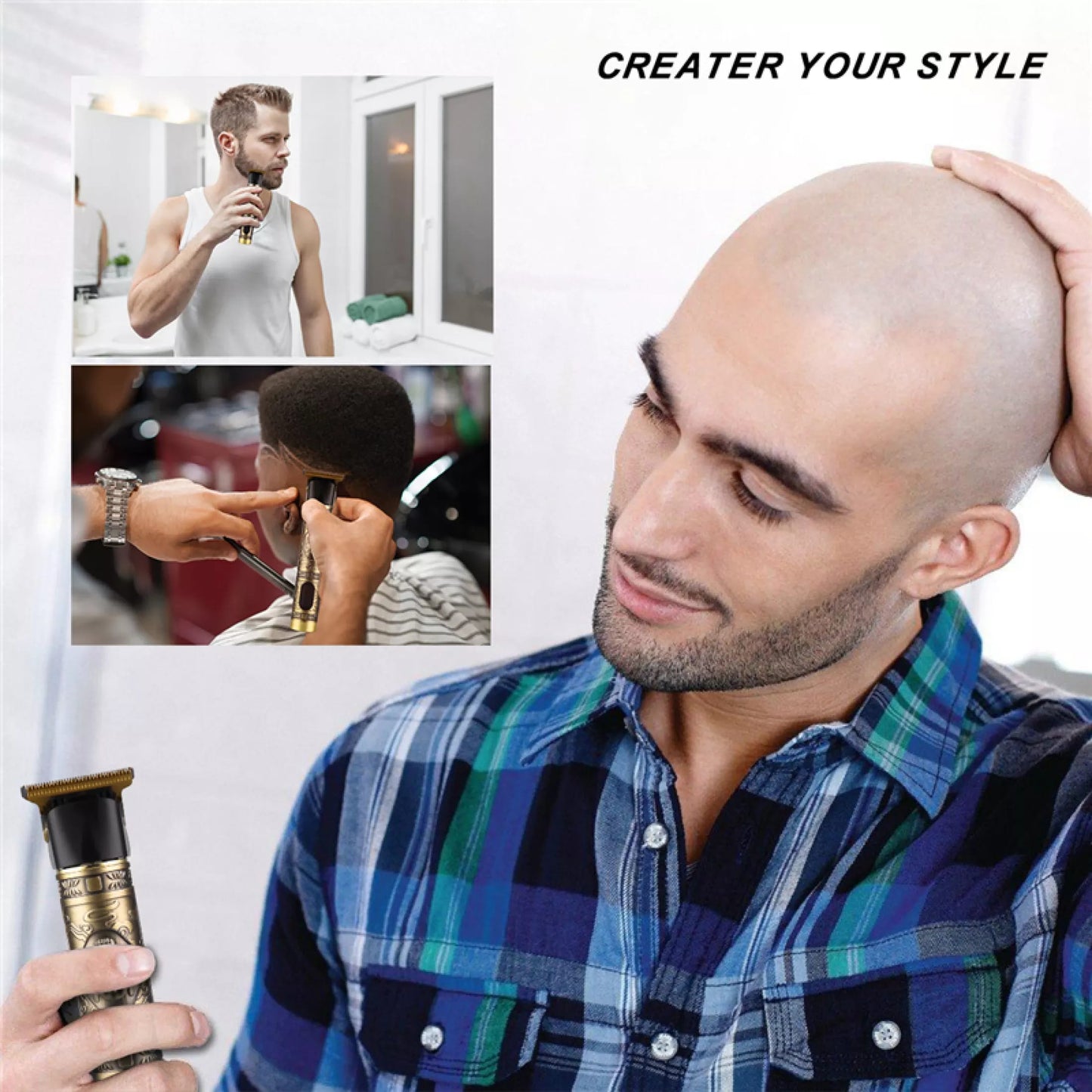 LCD Display Hair Trimmer USB Rechargeable Clipper Coreless Men&apos;s Beard Shaver Haircut Sharp Blade