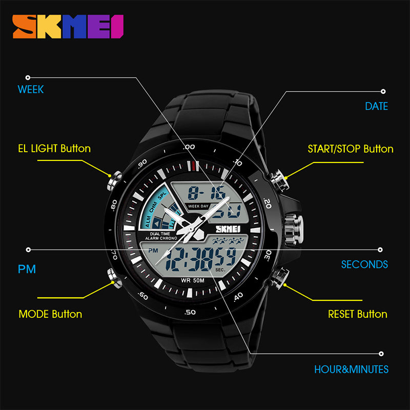 Skmei Men Sport Watches Military Casual Sports Men's Watch Quartz watch Waterproof Silicone Clock Male Shock