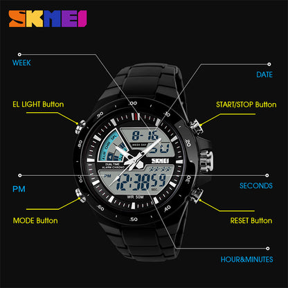 Skmei Men Sport Watches Military Casual Sports Men's Watch Quartz watch Waterproof Silicone Clock Male Shock