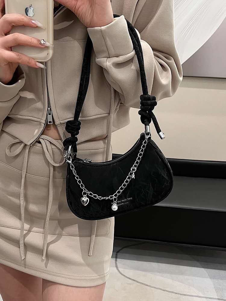 Mateamoda Chic Sling Bag with Chain Accents Shoulder Handbag Crossbody Bag