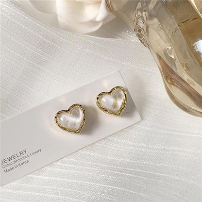 S925 silver needle elegant temperament simple gold rim small peach heart earrings new stud earrings new to Black Friday Christmas Valentine's Day gift