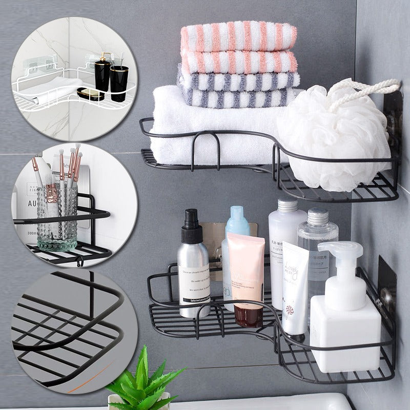 PAFEL bathroom rack shower rack shampoo storage rack all metal kitchen storage rack non perforated wall mounted sturdy storage rack bathroom accessories