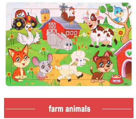 Logic Thinking Intellectual Wooden Game Puzzle Jigsaw Animal Vehicle Cartoon Early Educational Toys For Kids Children Gift