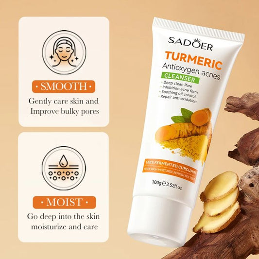 Deep Cleansing Turmeric Face Wash Remove Blackhead Acne Shrink Pores Facial Cleanser Oil Control Whitening Cleanser