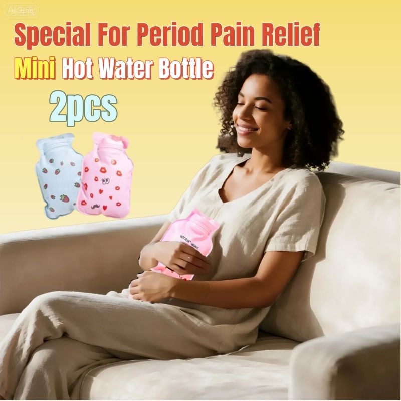2pcs Mini Hot Water Bottle Cute Hot Water Bag Soft Portable Hot Water Bottle Menstrual Cramps Household Personal Care Women Lady Girls Period Pain Relief Warm Hand Warm Foot