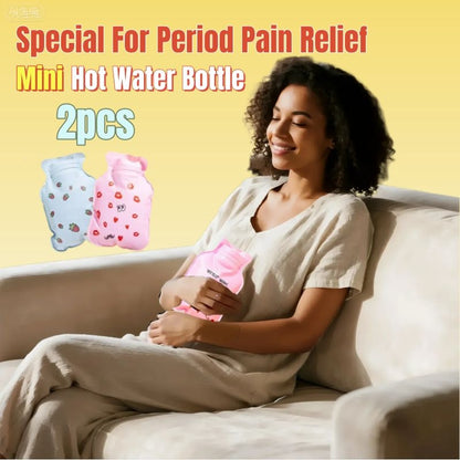 2pcs Mini Hot Water Bottle Cute Hot Water Bag Soft Portable Hot Water Bottle Menstrual Cramps Household Personal Care Women Lady Girls Period Pain Relief Warm Hand Warm Foot