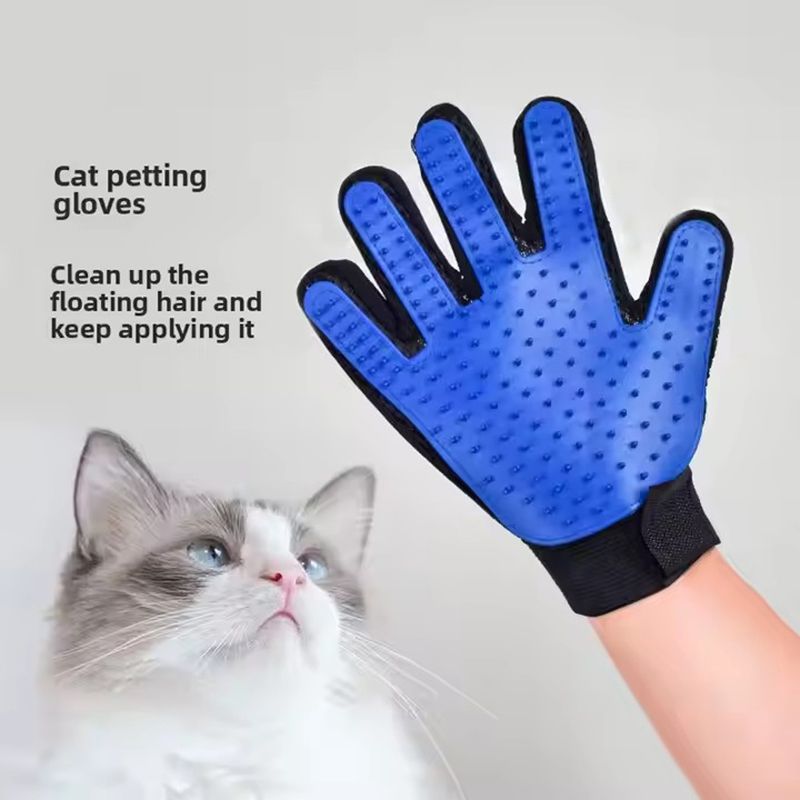 Pet Hair Removal Brush Cat and Dog Hair Removal Gloves Cat and Dog Floating Hair Bath Supplies Rubber Gloves Grooming Comb Pet Finger Cleaning Massage Tool Hair Removal Brush Pet Grooming Gloves