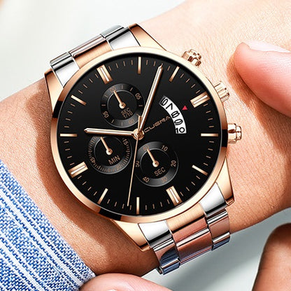 Men Watch Date Stainless Steel Male Watches Quartz WristWatch Wrist Waterproof Watch Valentines Gift Fashion Luxury Mens Watches With Date