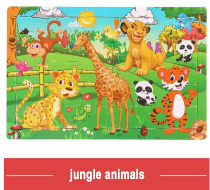 Logic Thinking Intellectual Wooden Game Puzzle Jigsaw Animal Vehicle Cartoon Early Educational Toys For Kids Children Gift