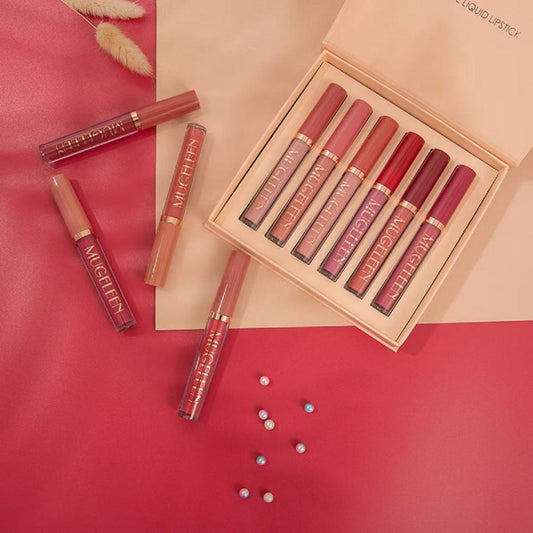 CallCall ling 6PCS/Set Matte Lip Gloss Suit Moisturizing Lip Gloss Long-lasting Liquid Cosmetics Durable Waterproo Fahrenheit Lip Glosses Non-Fading Makeup Multi Color Lipsticks