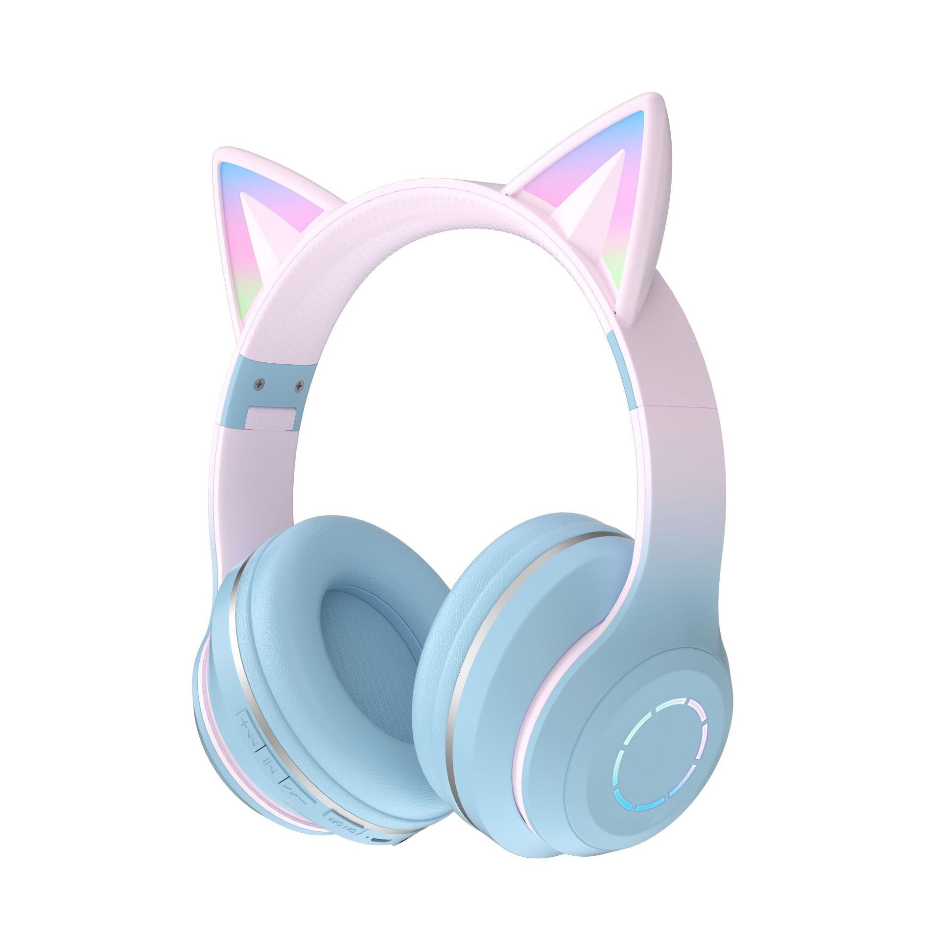 Headset gradient cat ears headset wireless BT headset with microphone girl net red live luminous headset Fashion Trend Bluetooth Earphones