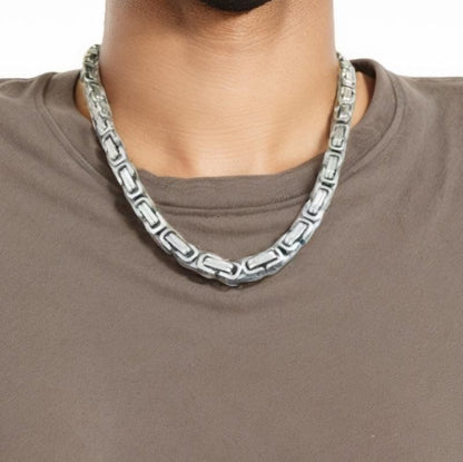 Aesthetic silver chain man chunky necklace or bracelet Byzantine Link chain for man rapper hip hop chain necklace stainless steel no fade necklace chain accessory jewelry for men