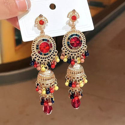 Vintage high-end silver needle women's diamond inlaid flower earrings with exaggerated European and American temperament earrings, light luxury niche accessories