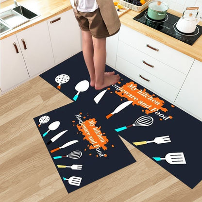 2PCS Set Kitchen Rug Set Non Slip Kitchen Mat Rubber Bedroom Living Room Long Bedside Area Rug Doormat Runner Rug Set Floor Carpet Household Carpet Home Decor