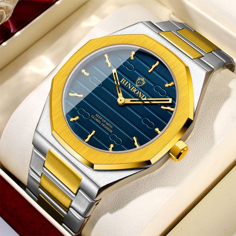 BINBONG Business Men's Watches Quartz Casual Retro Stainless Steel 30M Waterproof Luminous Luxury Men Watches