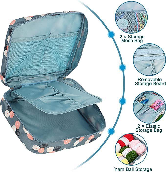 58 PCS Crochet Kit, Upgraded Hanging Crochet Set with Case & Yarn for Crocheting, Crochet Hook Set for Beginners Crochet Hook Kit with Crochet Book, Crochet Hooks, Knitting & Crochet Supplies