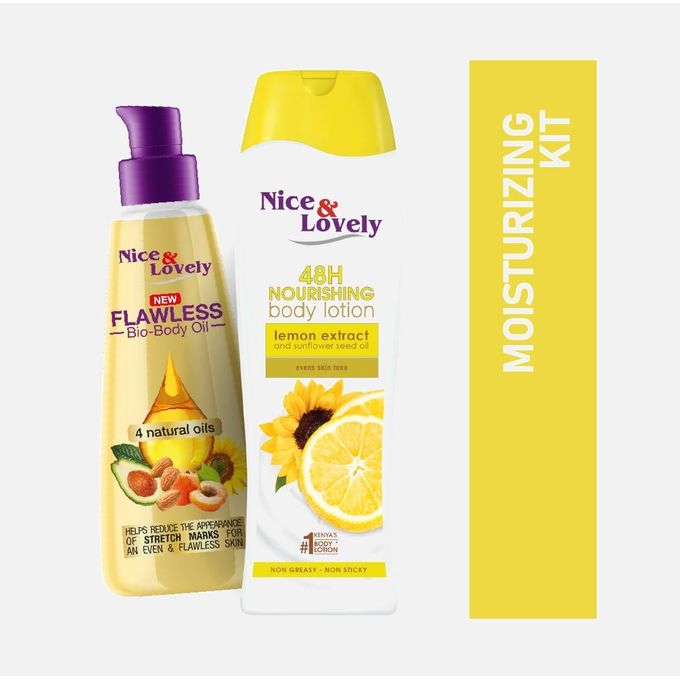 Nice & Lovely Moisturizing Kit: lemon 360ml + Body Oil 100ml (Pack of 2)