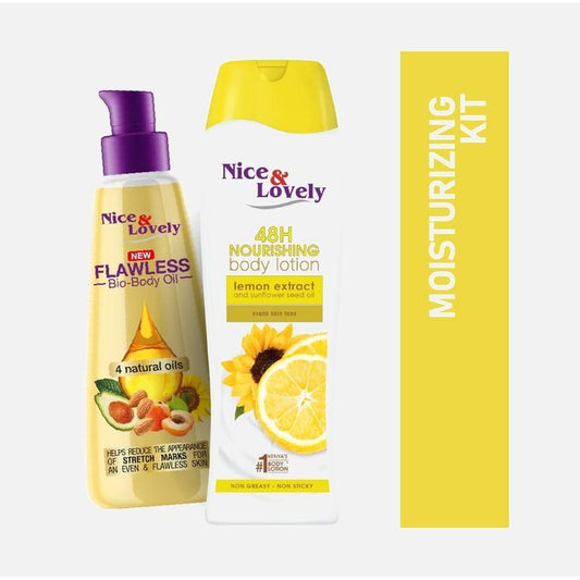Nice & Lovely Moisturizing Kit: lemon 360ml + Body Oil 100ml (Pack of 2)
