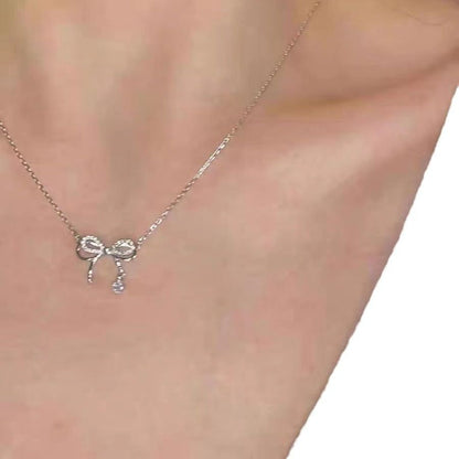 bow-knot necklace Bow with pendant temperament noble pretty Match any occasion and clothes Women's Necklaces