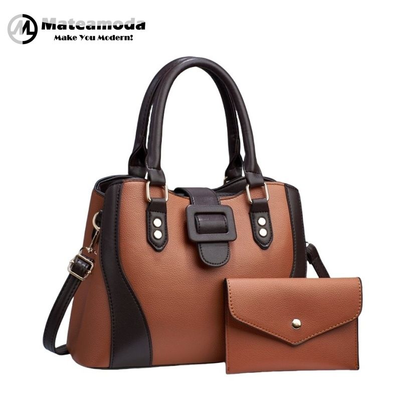 Mateamoda Two-Tone Convertible Handbag with Bonus Pouch Crossbody Bag Shoulder Bag