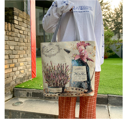 New Arrivals Fashion simple lady large size single shoulder bag printed canvas bag