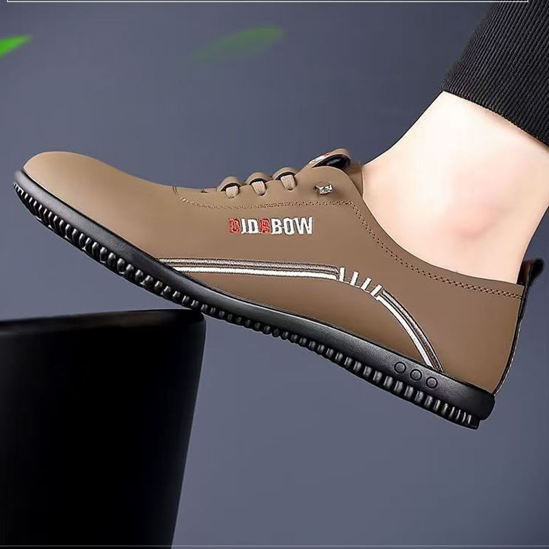 Men's PU Artificial leather shoes business casual shoes boys outdoor light sports shoes fashion students Oxfords walking shoes Daddy single shoes brown