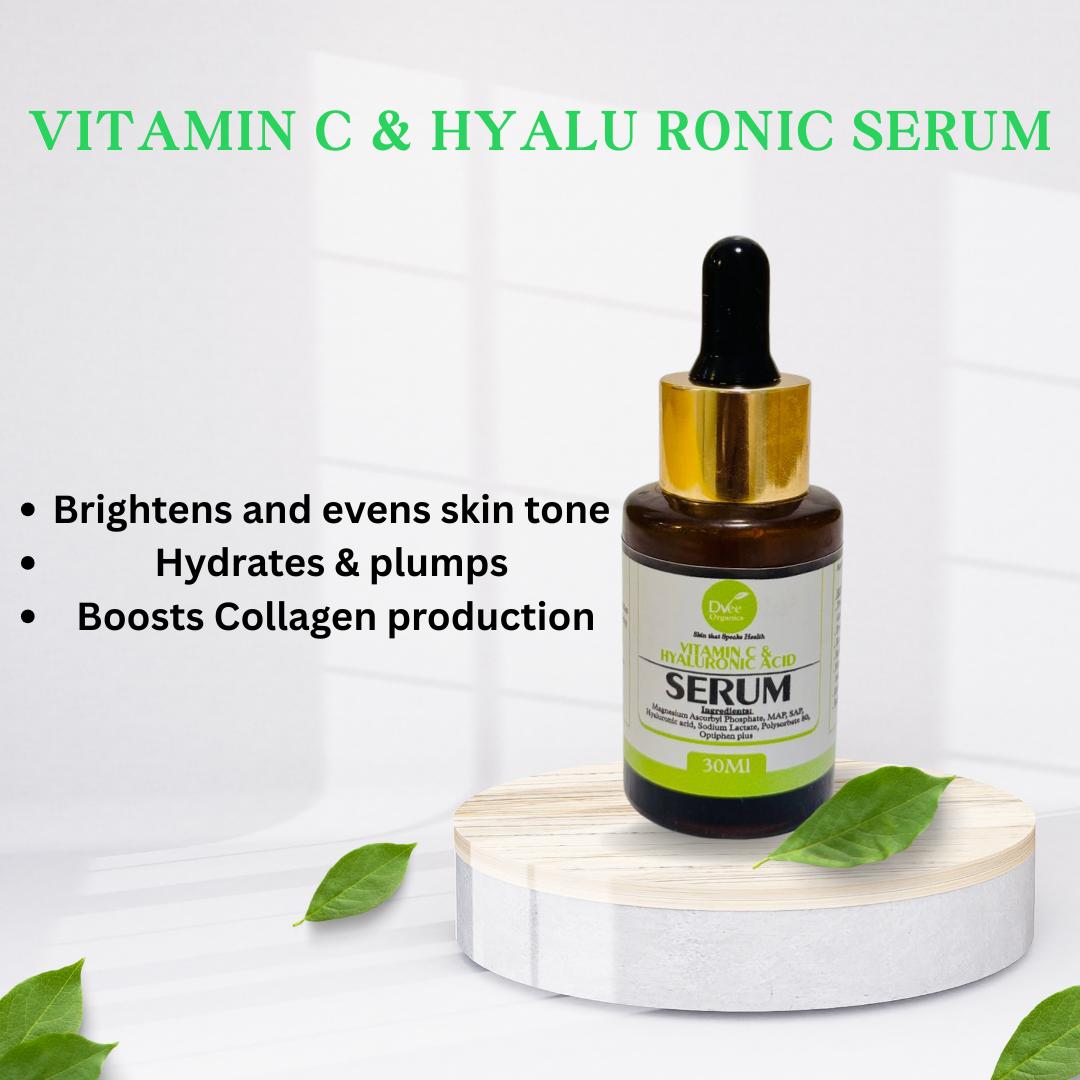 Vitamin C Serum with Hyaluronic Acid - Dvee Organics - Brightening Serum with Anti Aging Benefits
