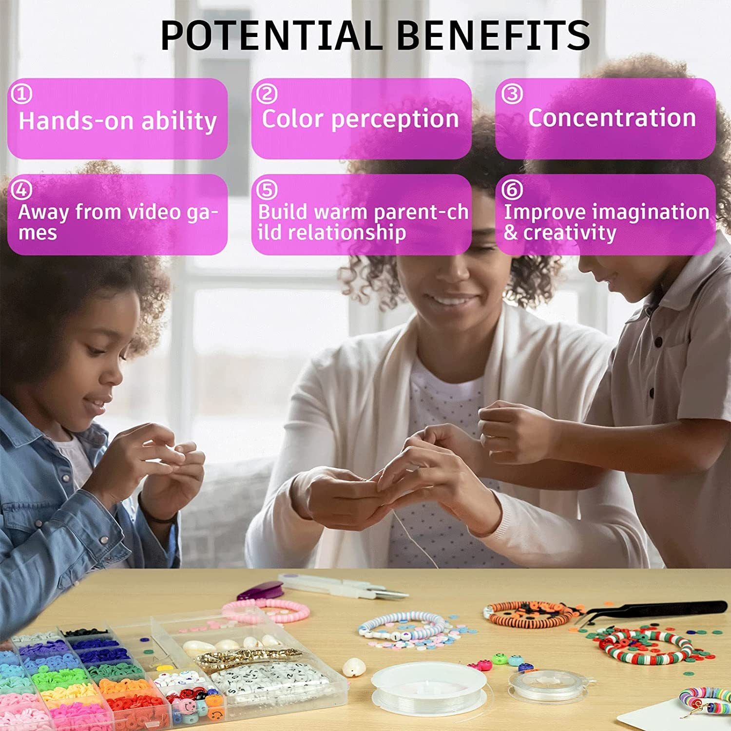 6000 Pcs Clay Beads for Bracelet Making Kit, 24 Colors Flat Round for Jewelry Bracelet Necklace Earring Making for Girls 8-12, Gift