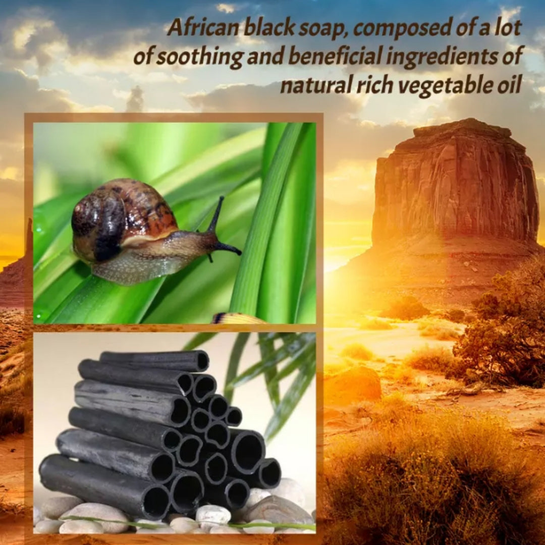 Pei Mei Organic African Black Soap With Snail & Bamboo Charcoal - Moisturizing Brightening Antibacterial Anti-Freckle Repair skin