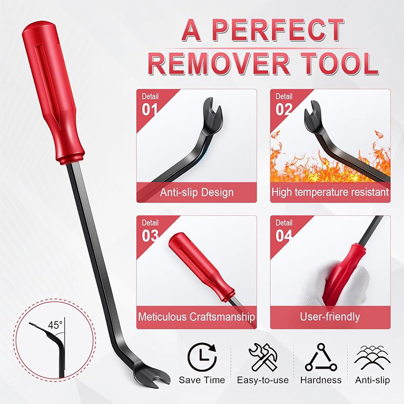 Auto Trim Removal Tool Kit - 5-Piece No Scratch Pry Tool Set for Car Panel and Dashboard Removal - Includes Door Panel Tools, Push Rivets, Car Clips - Essential for Interior Trim Work