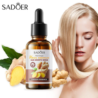 Sadoer Ginger Hair Growth oil Serum Ginger Essence Hair Care Serum Hair Growth Based Product, Effective in Hair Growth,Moisturizing Softening Forked Hair, with Scalp care