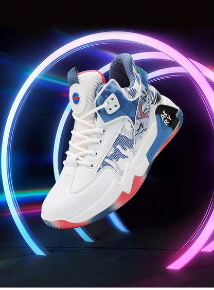 New Men's Basketball Shoes Rubber Low-top Lace-up Fashion Indoor Non-Slip Training Sports Running Shoes For Men White Black And Red Mixed Colors