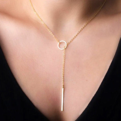 Popular fashion punk European and American simple temperament metal ring short necklace neck chain female collarbone chain