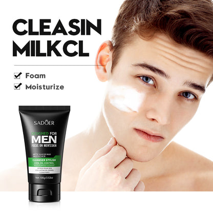 SADOER All-in-One Facial Cleanser for Men Skin Care Cleaner Shrink Pore Deep Cleaning Care Skin Rejuvenation moisturizing Face Wash Oil Control as
