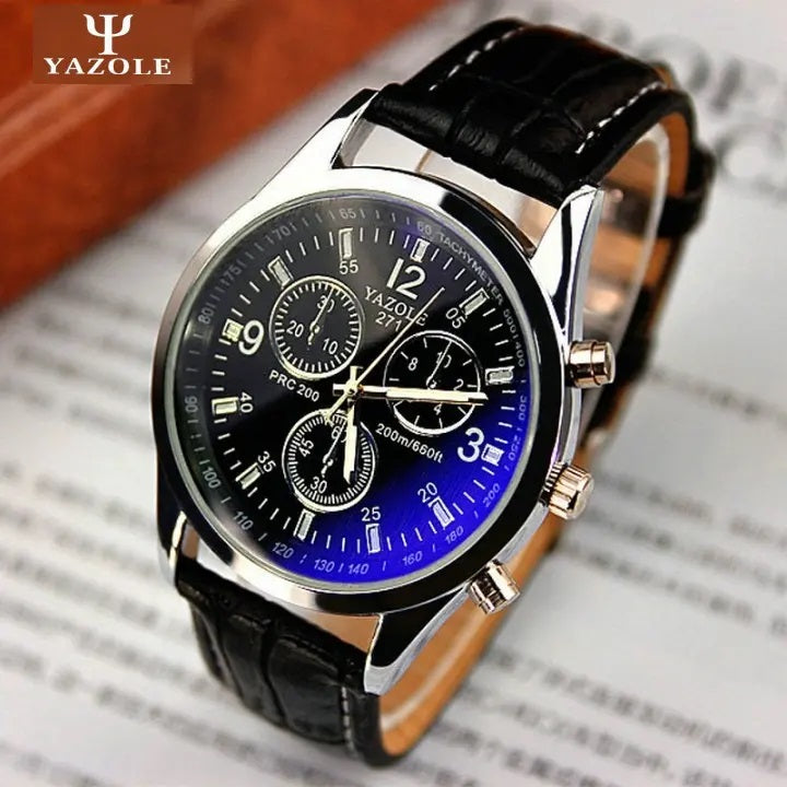 Men Leather Watch Man Luxury Quartz Stainless Steel PU Leather Strap Wrist Watches Mens Wristwatch For Male Fashion Business Blue-Ray Life Waterproof Analog Valentine Christmas New Year Gift
