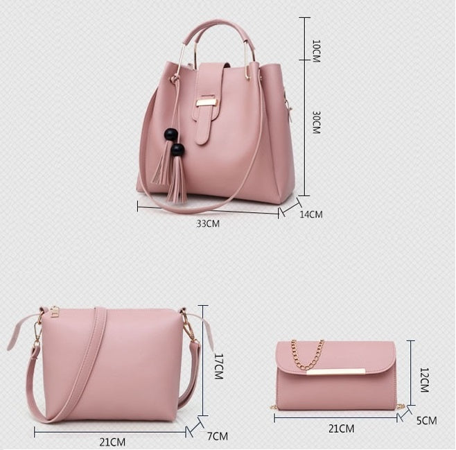 3PCS Handbags Shoulder Bag Fashion Women Handbag PU Leather Bags