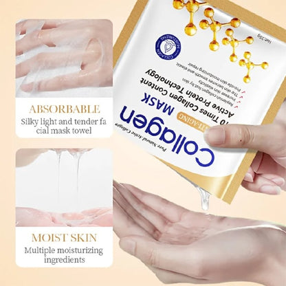 10PCS Anti-wrinkle Collagen Face Mask Moisturizing Anti-aging Repair Brightening skincare Oil-Control Replenishment Whitening Aloe Face Care Face Sheet Mask Facial Masks Skin Care