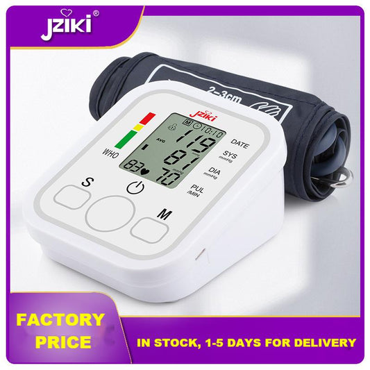 Jziki Upper Arm Blood Pressure Monitor Digital Electronic Sphygmomanomet Automatic BP Machine Heart Rate Pulse Monitor Tensiometers Meter Long Cuff Adult
