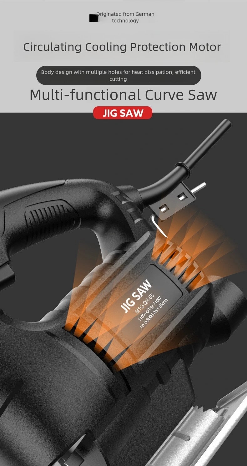 6-Speed Control Electric Jigsaw with 10 Wood Cutting Blades, 45° Bevel Cutting, ,Jig Saw (official standard kit)