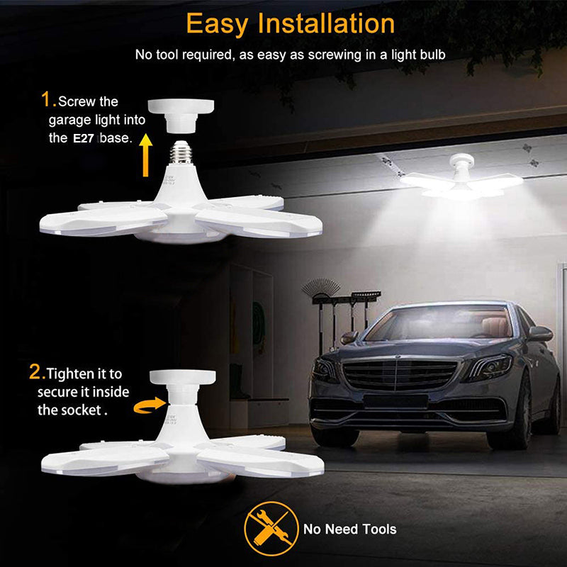 Latest Version E27 LED Bulb Fan Blade Timing Lamp 28W Foldable Led Light Bulb For Home Ceiling Light Energy Saving Small Garage Nightlight